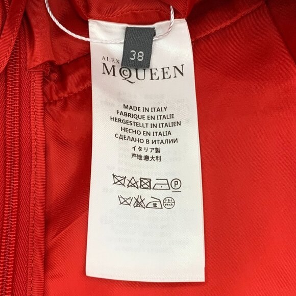 Alexander McQueen Red Round-Neck Half-Sleeve Dress Size 38 S Viscose Blend Made - Picture 4 of 8